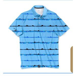 Scales Striker Stripes Polo Shirt Mens NEW $70 SIZE X-LARGE Blue NWT